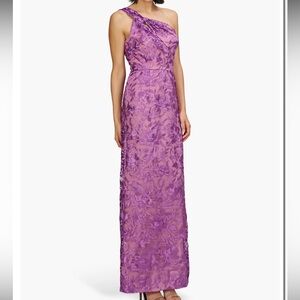 JS Collection Samantha Floral Embroidery One-Shoulder Column Gown Small
